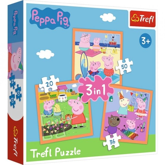 Puzzle Trefl 3In1 Peppa Pig O Zi Aniversara - HAM BEBE