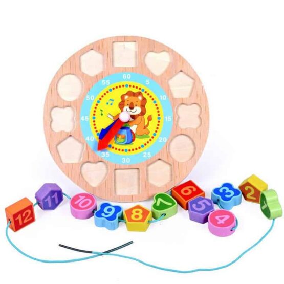Ceas din lemn cu forme geometrice snuruit4 - HAM BEBE
