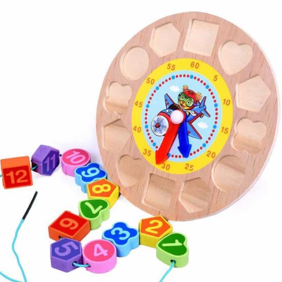 Ceas din lemn cu forme geometrice snuruit5 - HAM BEBE