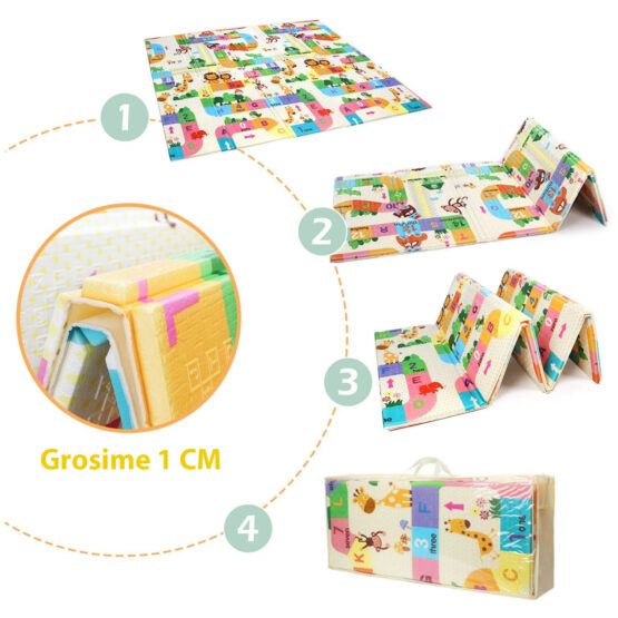 Covor de joaca spuma xpe reversibil labirintul literelor si animale3-Salteluta activitati
