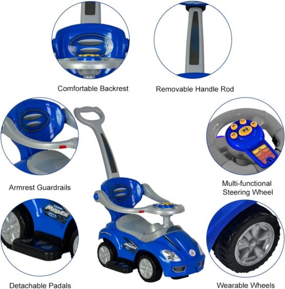 Masinuta bebe muzicala cu maner 3 in 1 Deluxe Mega car - HAM BEBE