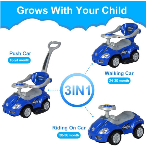 Masinuta bebe muzicala cu maner 3 in 1 Deluxe Mega car - HAM BEBE