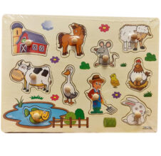Puzzle lemn cu maner Ferma Animalelor Model A-3017 - HAM BEBE