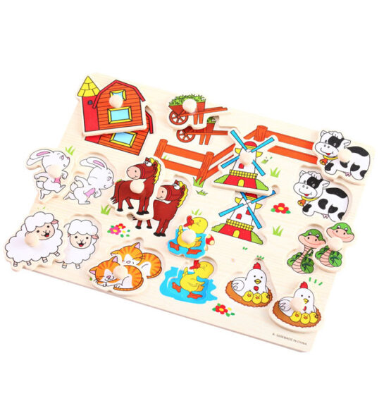 Puzzle lemn maner ferma animalelor6-Jucarii bebelusi