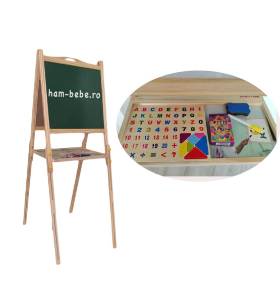 Tabla magnetica mare 3 in 1 Sevalet Reglabil MUT 138 cu accesorii - HAM BEBE