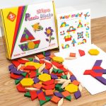 Joc tangram 125 piese puzzle forme geometrice si figuri joc din lemn montessori si educativ1-Jucarii din Lemn si Montessori