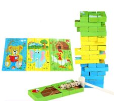 Joc jenga colorat multifunctional 2 in 1 puzzle1 - HAM BEBE