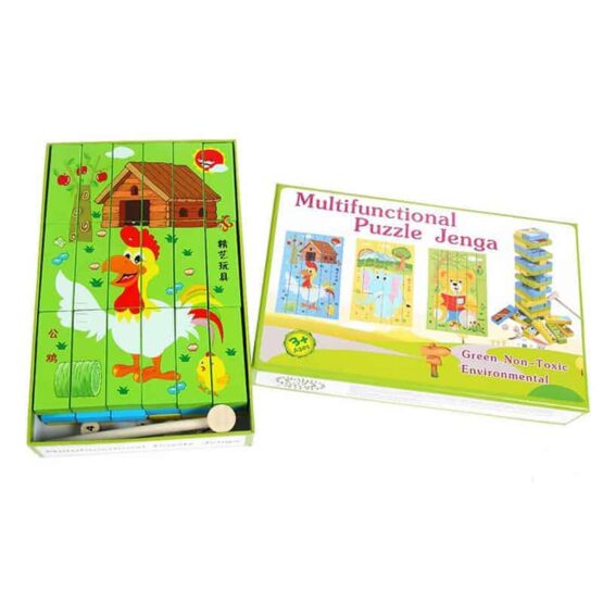 Joc jenga colorat multifunctional 2 in 1 puzzle3 - HAM BEBE