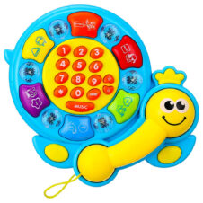 Telefon muzical cu lumini si animale Bebe Tortoise Albastru