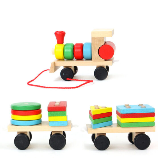 Trenulet din forme geometrice din lemn de tras - HAM BEBE