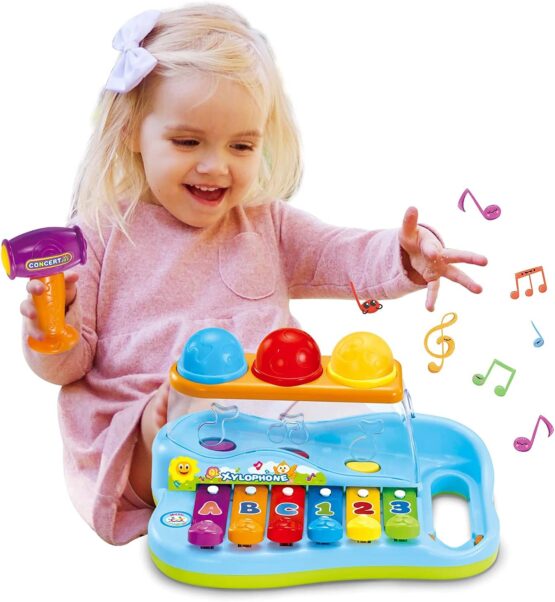 Pian de jucarie multifunctional cu xilofon si ciocanel cu bile Hola 856 - HAM BEBE