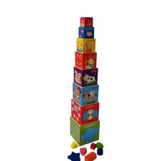 Turn Montessori 8 Cuburi din lemn cu forme, cifre, animale - HAM BEBE