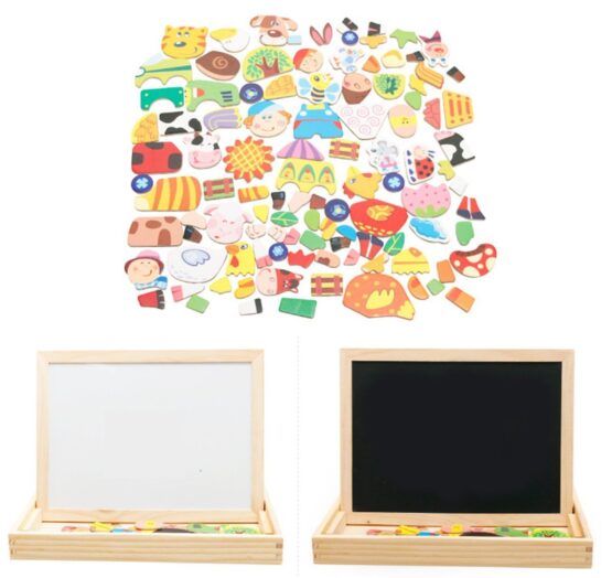 Puzzle magnetic din lemn si tabla 3 in 1 - HAM BEBE