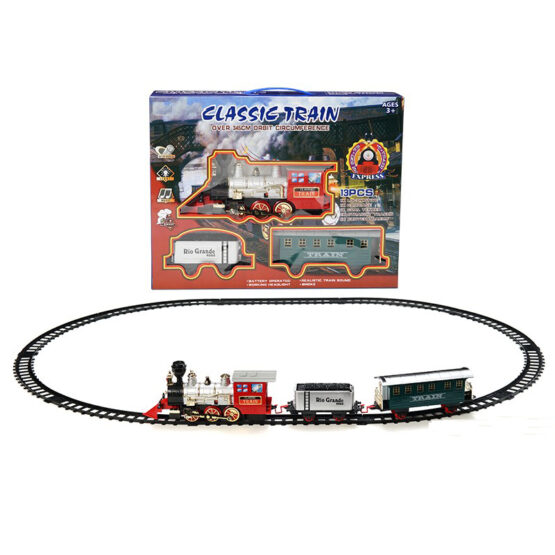 Trenulet electric cu aburi clasic deluxe 13 piese Classic Express - HAM BEBE