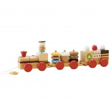 Trenulet lemn de tras cu prajiturele treat train5 - HAM BEBE