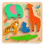 Puzzle lemn bebe incastru 3d animale jungla djeco woodyjungle2-Jucarii din Lemn si Montessori