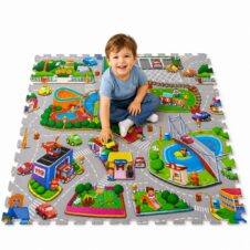 Covoras puzzle de joaca Oraselul cu sosele 120 X 120 cm