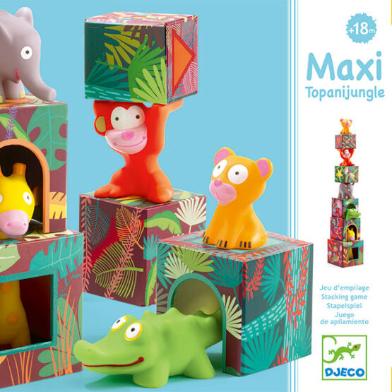 Set cuburi de constructie djeco topanijungle cuburi turn2 - HAM BEBE