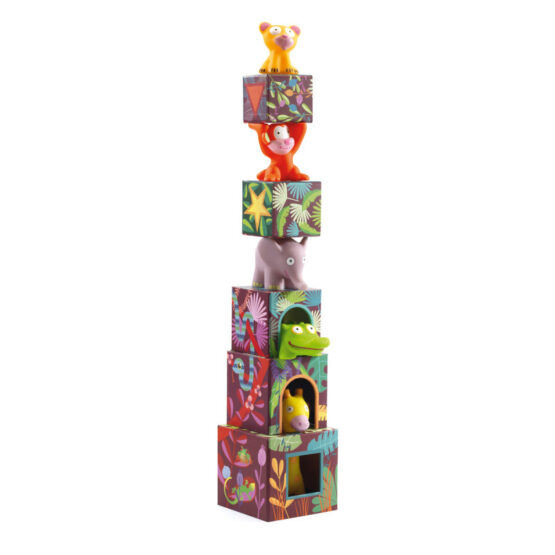 Set cuburi de constructie djeco topanijungle cuburi turn4 - HAM BEBE