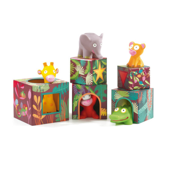 Set cuburi de constructie djeco topanijungle cuburi turn6 - HAM BEBE