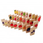 Jucarie educativa din lemn 3 in 1 domino puzzle fructe4 - HAM BEBE
