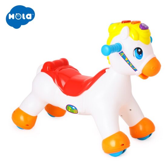 Balansoar muzical 2 in 1 ponei cu roti de calarit hola3-Animale de Jucarie