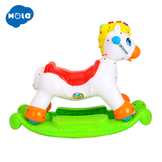 Balansoar muzical 2 in 1 ponei cu roti de calarit hola5-Animale de Jucarie