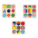 Set 3 Puzzle din lemn Forme geometrice - HAM BEBE