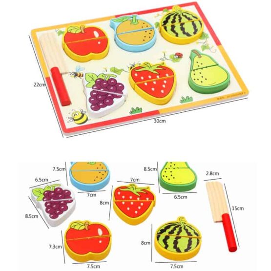Puzzle feliat fructe lemn 3d 9 - HAM BEBE