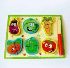 Puzzle feliere legume 3d montessori joc1 - HAM BEBE