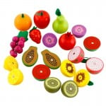Set Fructe magnetice din lemn de feliat in cosulet - HAM BEBE