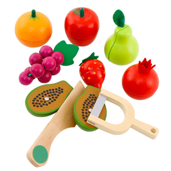 Set Fructe magnetice din lemn de feliat in cosulet - HAM BEBE