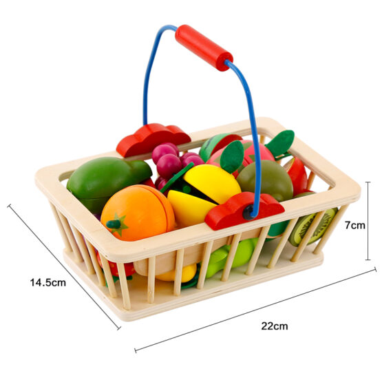 Set Fructe magnetice din lemn de feliat in cosulet - HAM BEBE