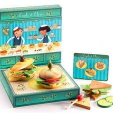 Jucarie educativa lemn bucatarie copii confectionat sandvisuri1 - HAM BEBE
