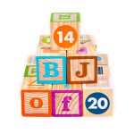 Set cuburi lemn litere si cifre mari abc blocks12 - HAM BEBE