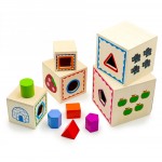 Turn 5 cuburi lemn sortare forme geometrice cifre1-Cuburi constructie