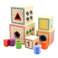 Turn 5 cuburi lemn sortare forme geometrice cifre2-Cuburi constructie