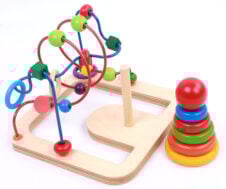 Jucarie motrica montessori si turn rainbow2 in 1 lemn2 - HAM BEBE