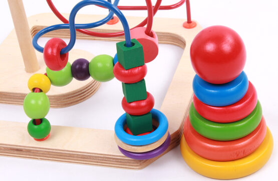Jucarie motrica montessori si turn rainbow2 in 1 lemn3 - HAM BEBE