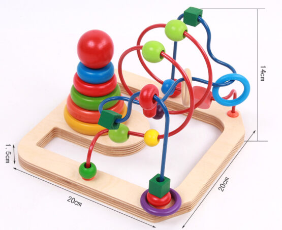 Jucarie motrica montessori si turn rainbow2 in 1 lemn4 - HAM BEBE