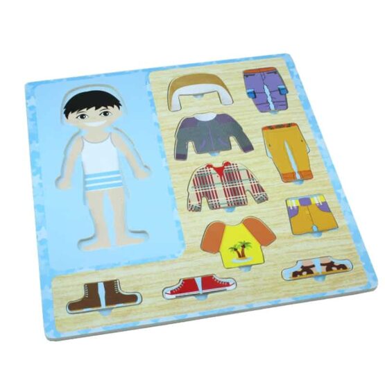 Puzzle lemn imbraca baietelul3 - HAM BEBE