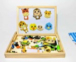 Tablita 3 in 1 cu puzzle animalelor joc lemn tablita magnetica3 - HAM BEBE
