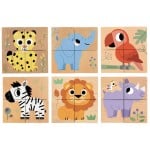 Cuburi puzzle din lemn bebe Animale Djeco - HAM BEBE