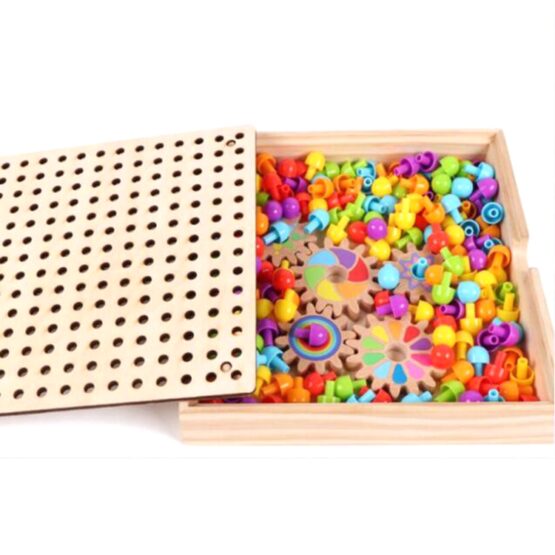 Joc mozaic din lemn cu roti zimtate6-Jucarii Creativitate