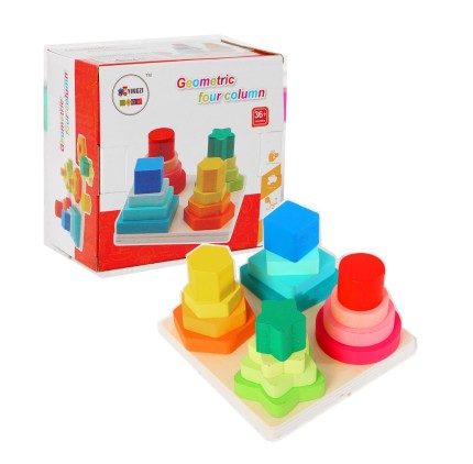 Piramida Montessori 4 in 1 Turnul Formelor - HAM BEBE