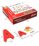 Joc lemn educativ Litere 3D cu cartonase cu fructe - HAM BEBE