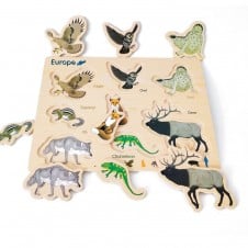 Set 5 puzzle lemn animale continente7 - HAM BEBE