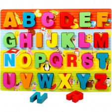 Puzzle litere majuscule alfabetul din lemn 3d colorat1-Jucarii Dexteritate