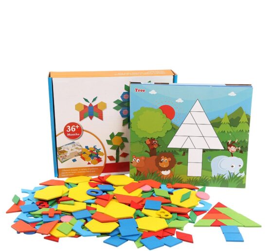 Tangram 250 piese din lemn - HAM BEBE