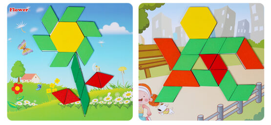 Tangram 250 piese din lemn - HAM BEBE